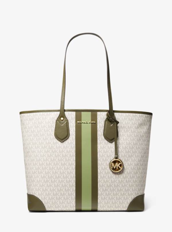 Damske Prenosná Taška Michael Kors Eva Large Logo Stripe Svetlo Olivovo Zelená Olivovo Zelená - Kabelky Michael Kors Obchod | UQJPR-6390